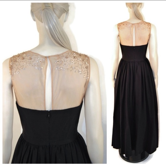 Marchesa Notte Black Silk High Low Mesh Dress 4 - Picture 7 of 8